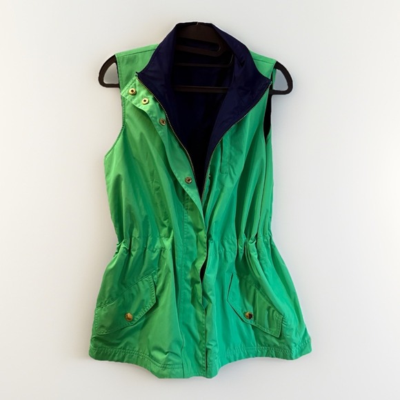 Lauren Ralph Lauren Reversible Vest Navy Blue /Green Womens M? Cinch 40" Chest - Picture 2 of 14